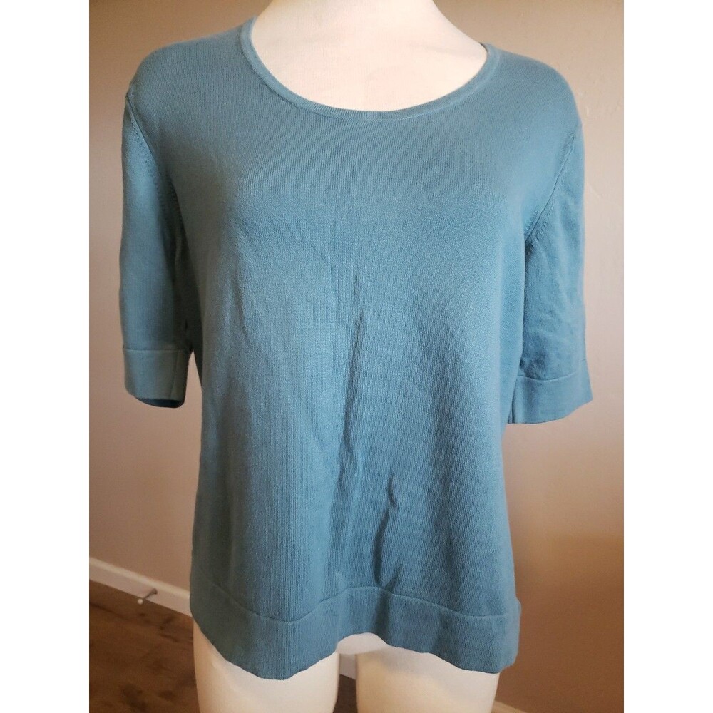 Talbots Sweater Womens Sz. Large Turquoise Blue Lagenlook Modest Pullover Top
